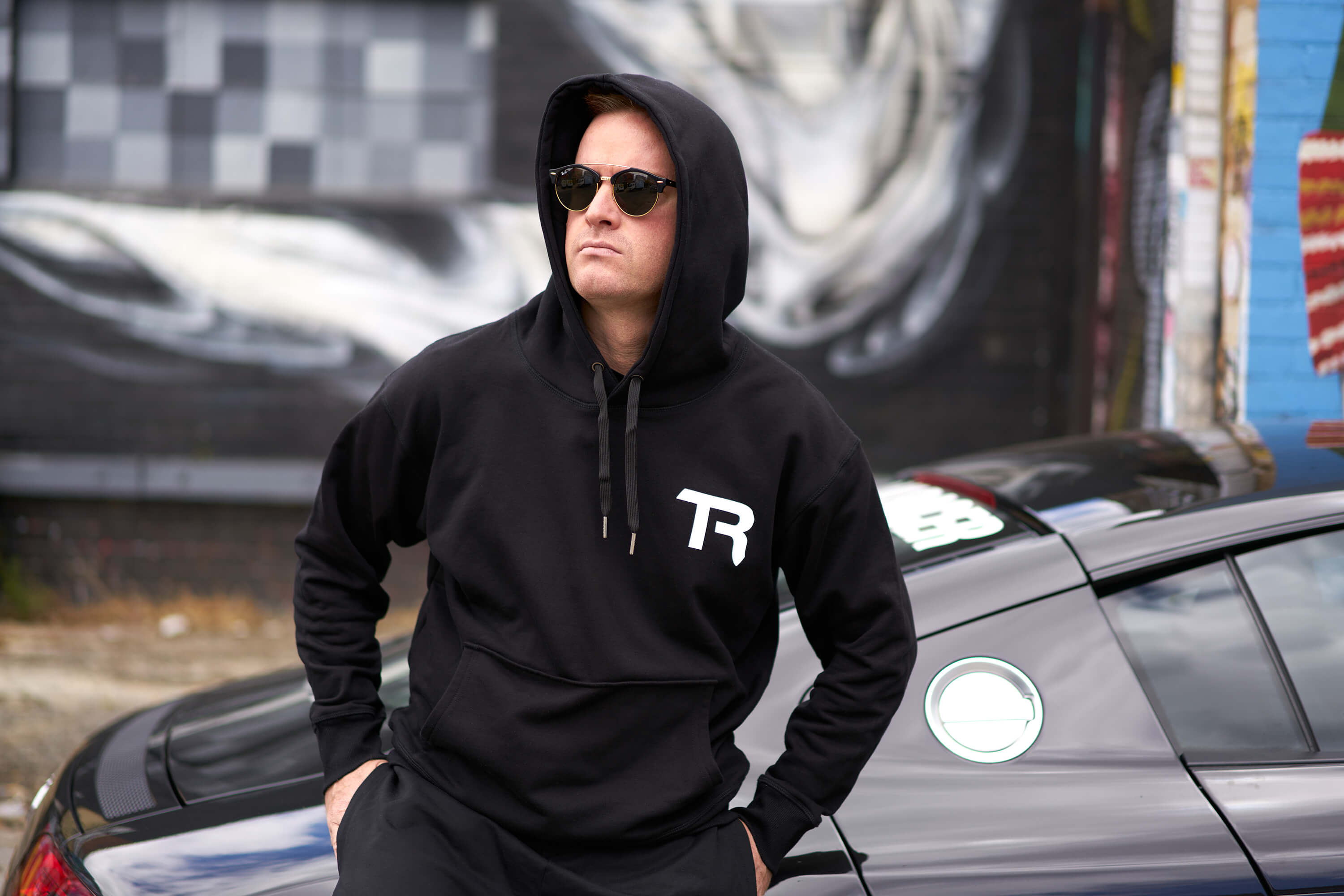 Trak Racer TR Sweat à Capuche Coton Noir Taille M