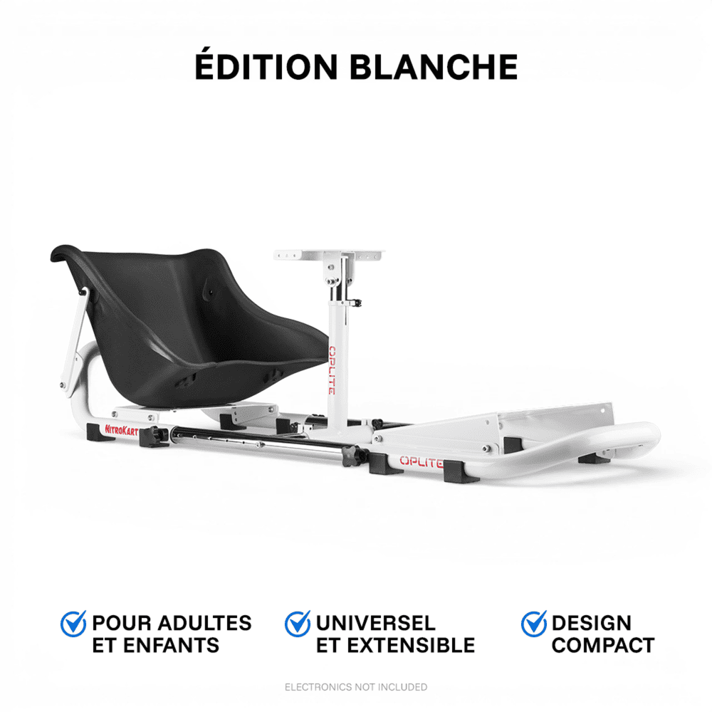 Oplite NitroKart White V2 cockpit simracing blanc réglable