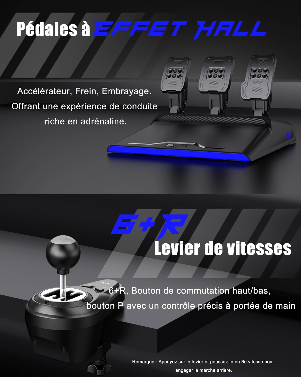 PXN V99 Volant PC Xbox PS4 300mm + 3 pédales + levier H