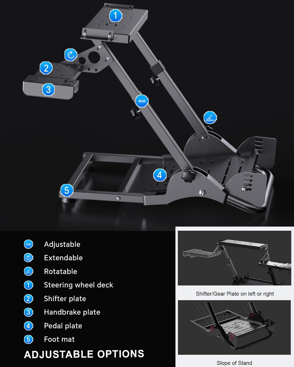 PXN A10 support volant pliable réglable 11 kg