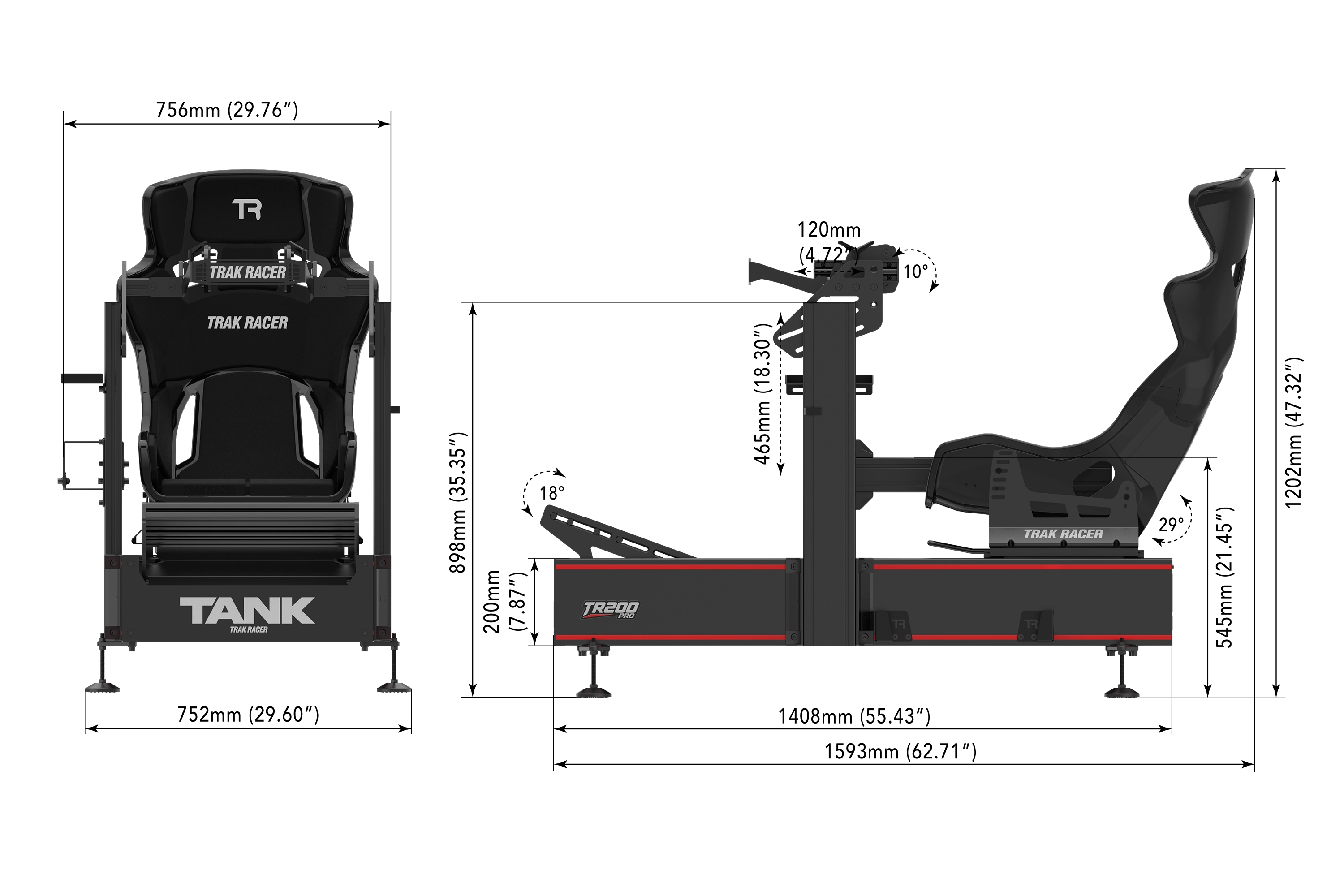 Trak Racer TR200 Pro Tank Cockpit Alu 200mm Cadre Seul