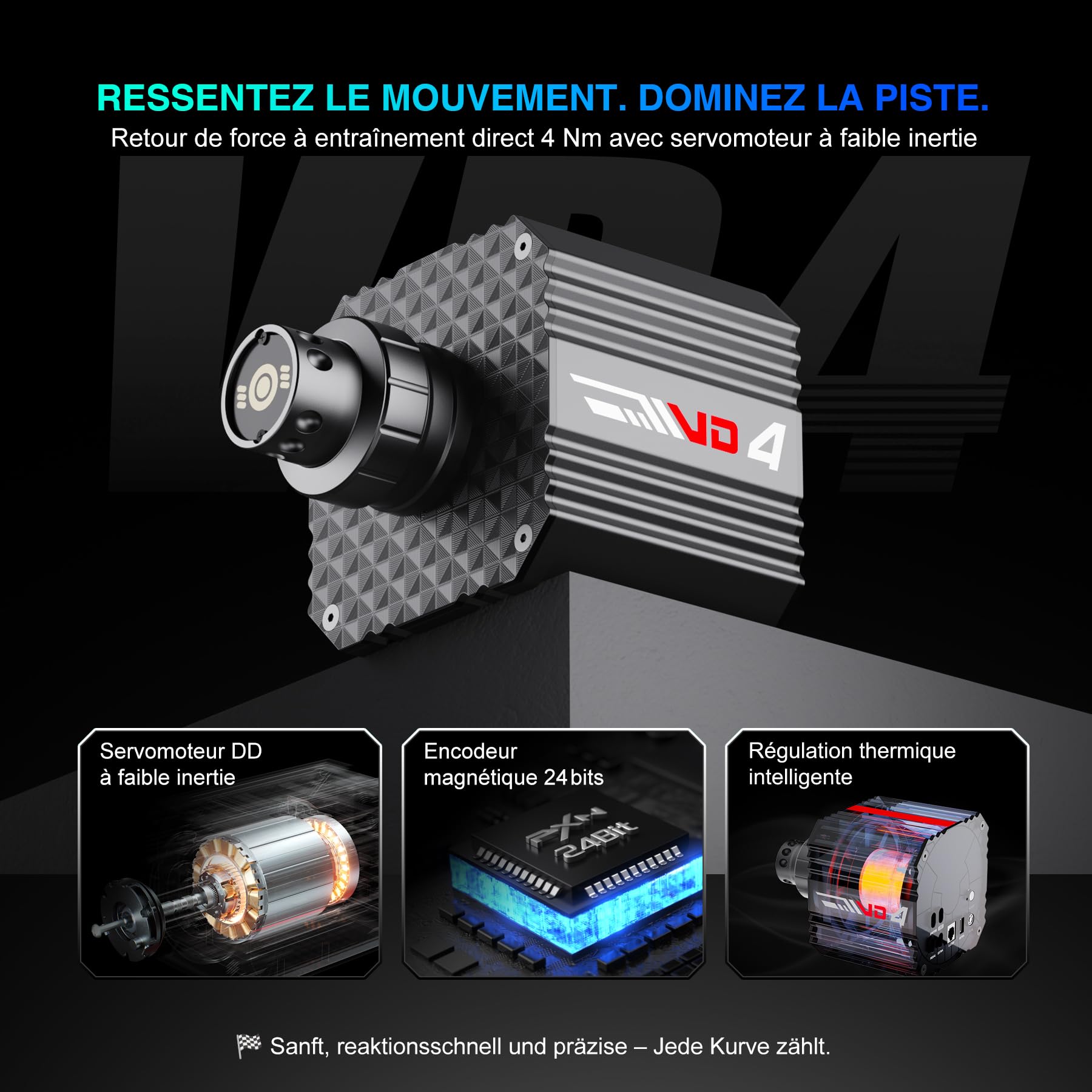 PXN VD4 Volant Direct Drive 4Nm PC Pack Base + Pédalier Hall 28cm