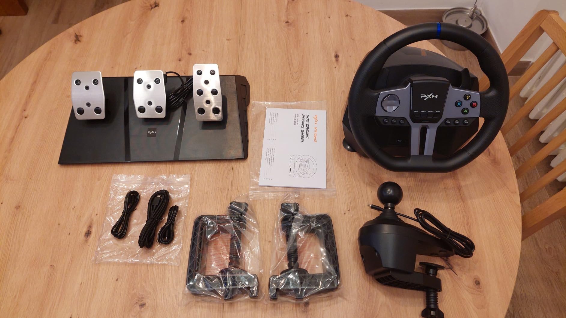 PXN V9 Gen2 volant 270°/900° + pédales + levier PC Xbox PS4