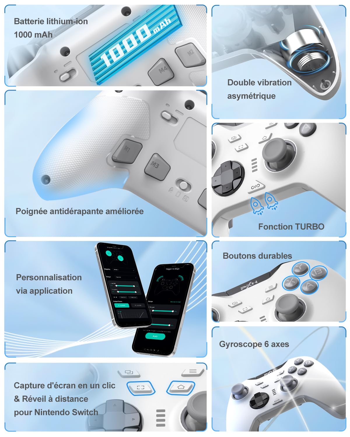 PXN P5 manette sans fil PC Switch effet Hall 1000Hz