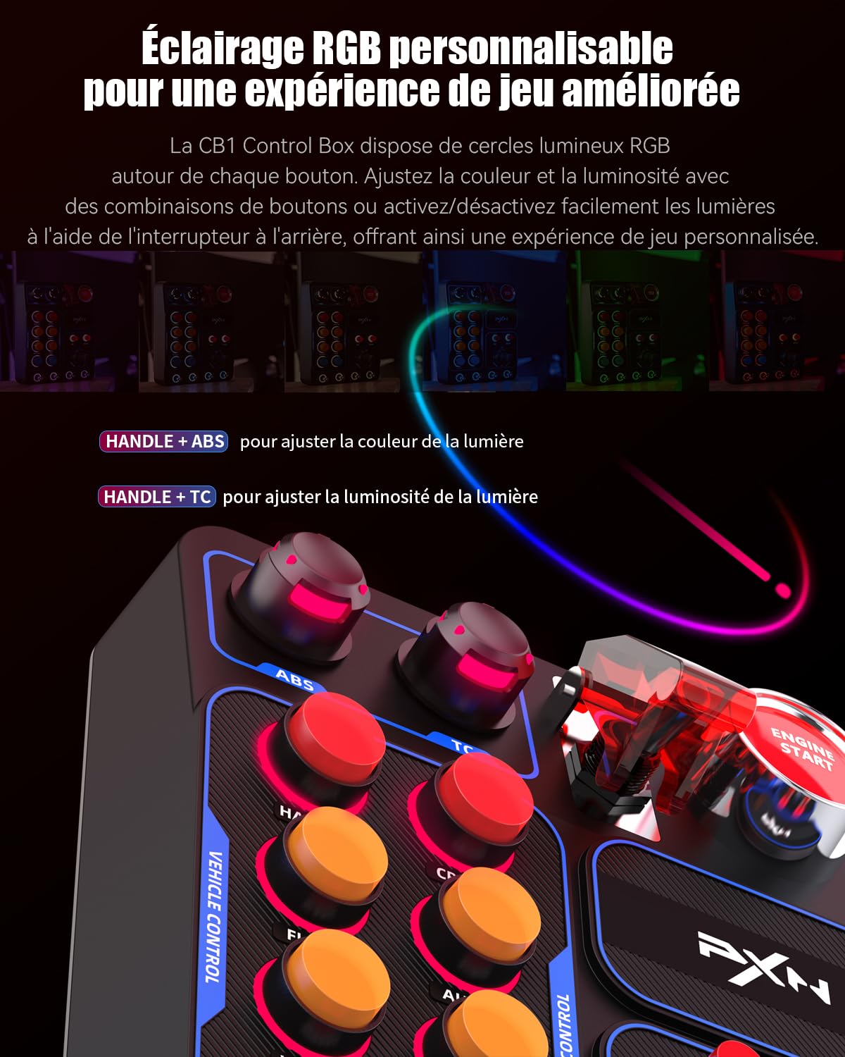 PXN CB1 Button Box PC 19 Boutons RGB USB Camion Course