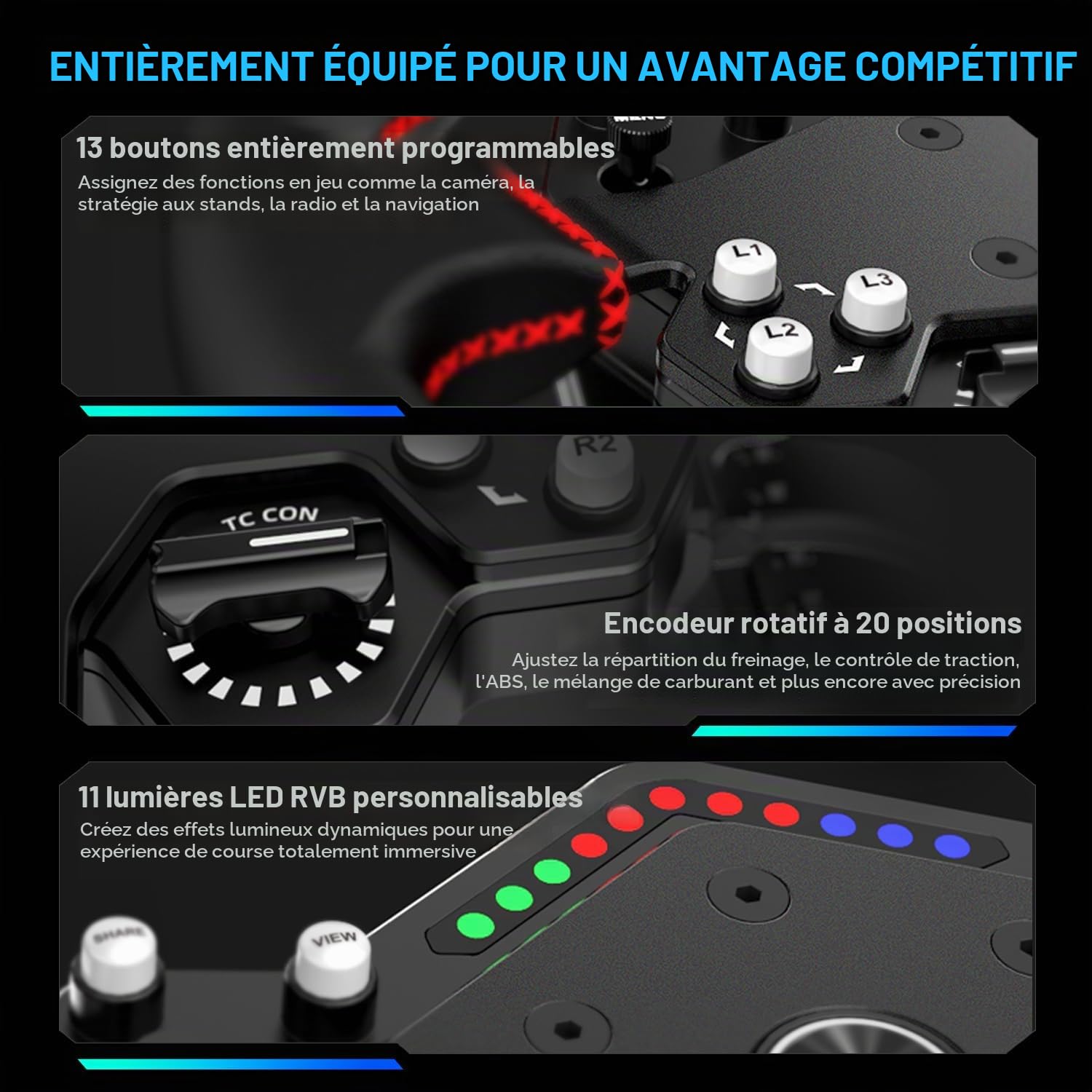 PXN Racing Wheel W DS R2 Volant PC 30 cm Cuir