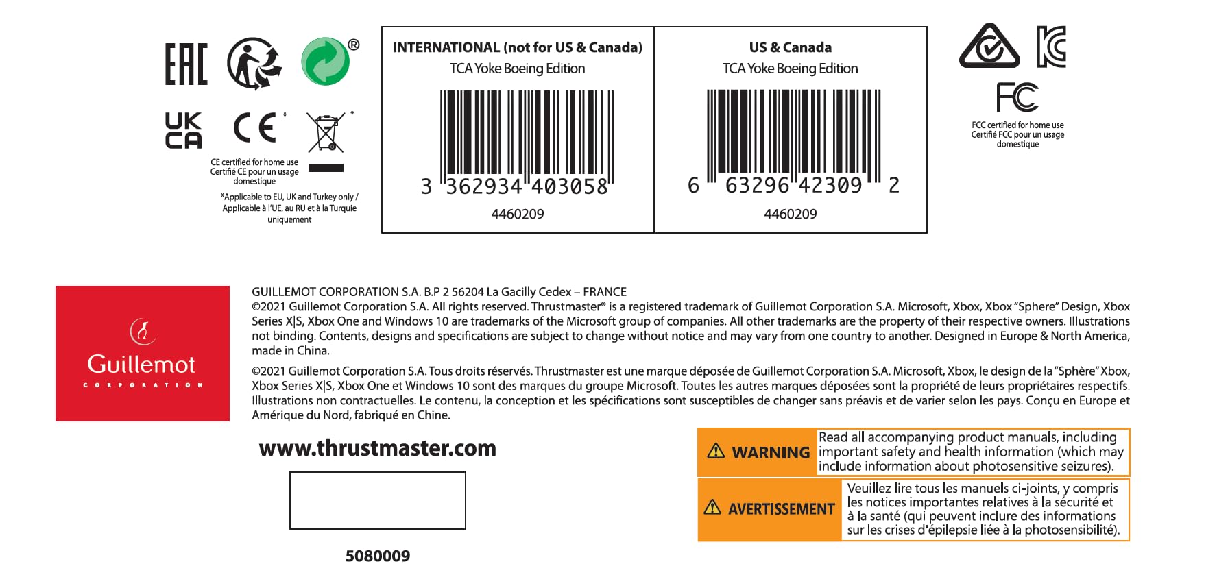 Thrustmaster TCA Yoke Boeing Edition manche Xbox PC