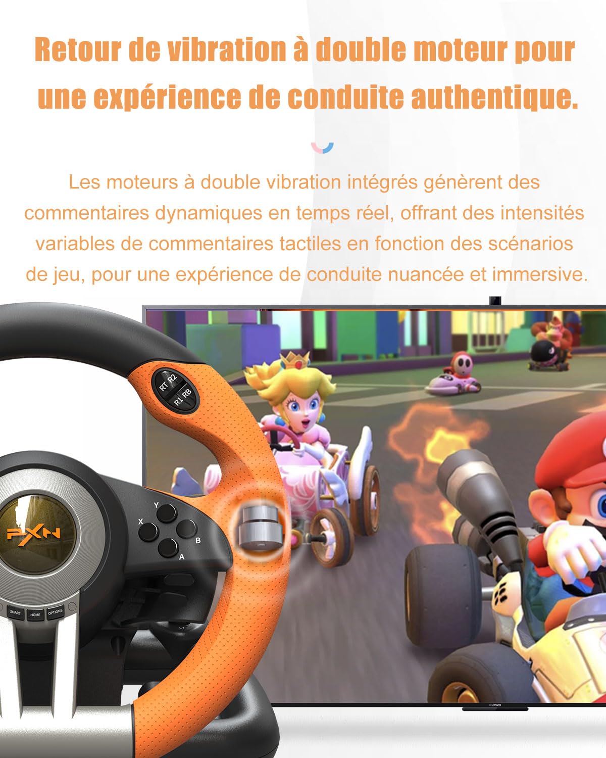PXN V3 Pro volant gaming 180° avec pédales vibration
