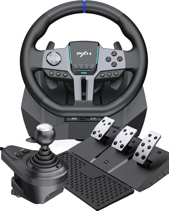 PXN V9 Gen2 volant 270°/900° + pédales + levier PC Xbox PS4