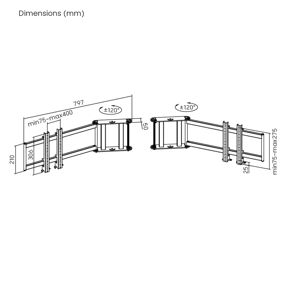 OPLITE R8 S8 kit triple écran 24-34 pouces VESA