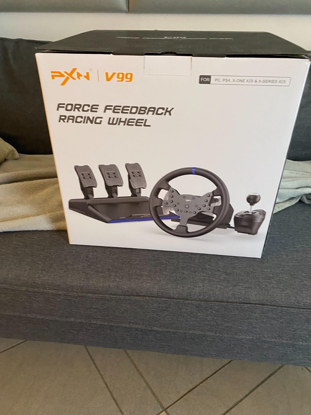 PXN V99 Volant PC Xbox PS4 300mm + 3 pédales + levier H