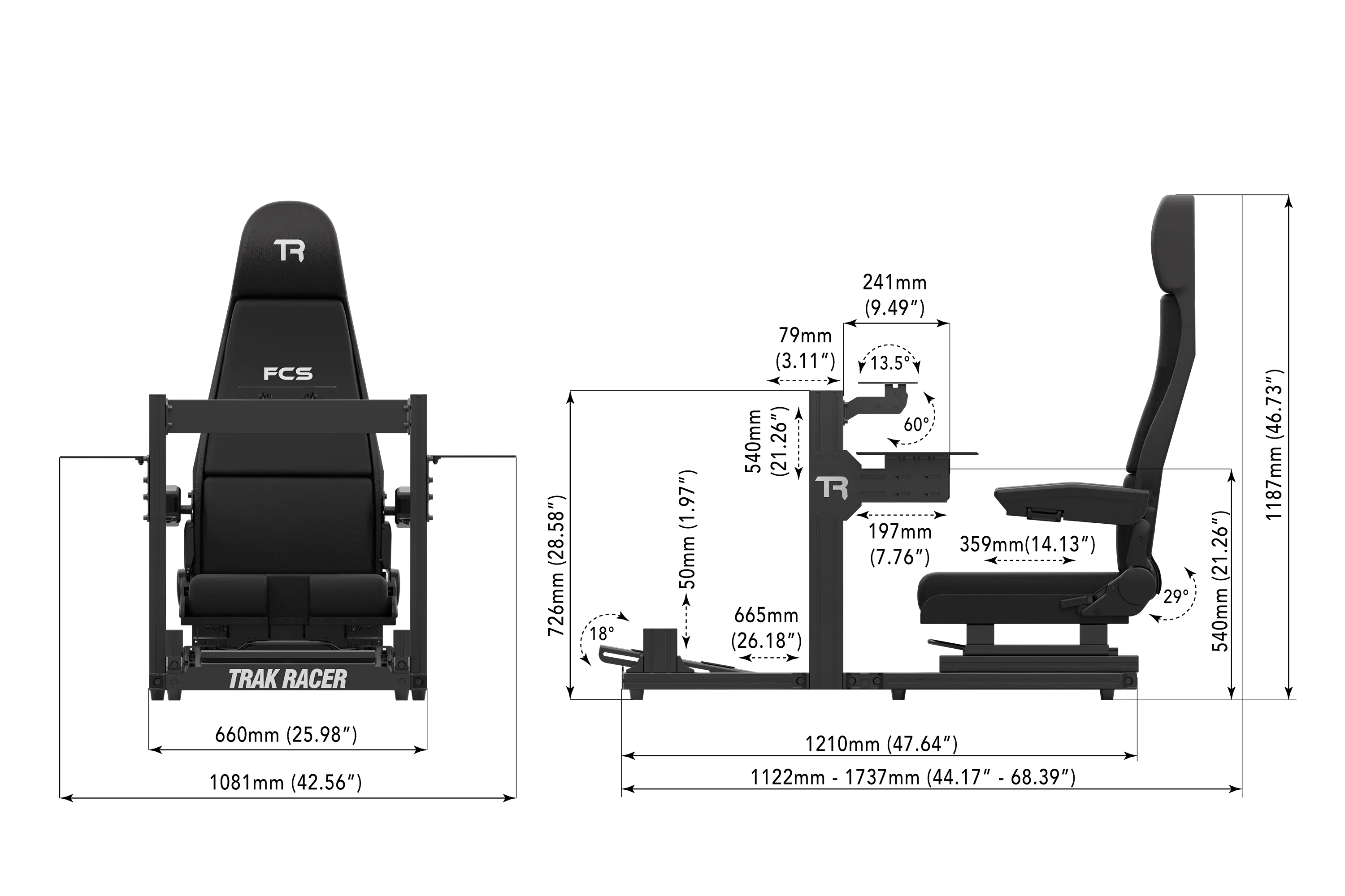 Trak Racer TR40S Flight cockpit alu avec siège