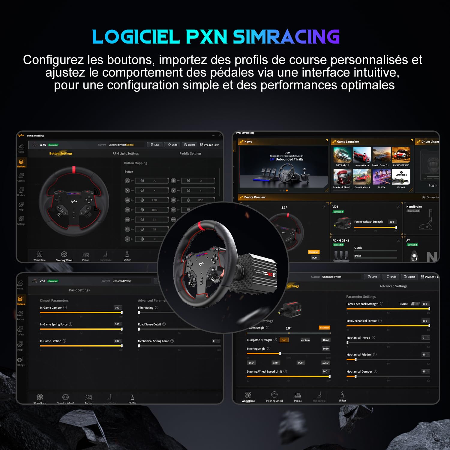 PXN VD6 volant direct drive 6 Nm PC ensemble complet