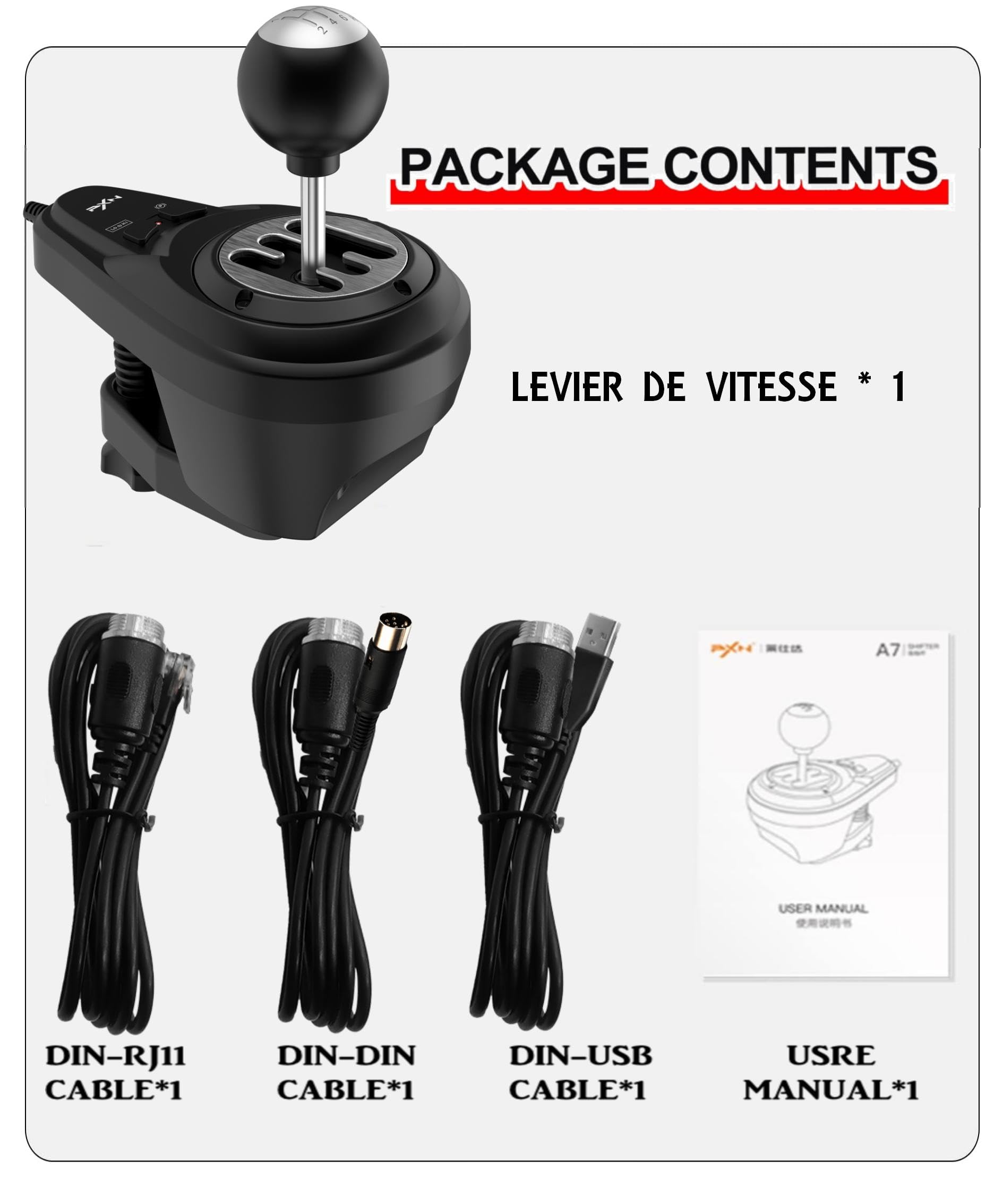 PXN A7 levier vitesse H 6 vitesses PC USB marche arrière
