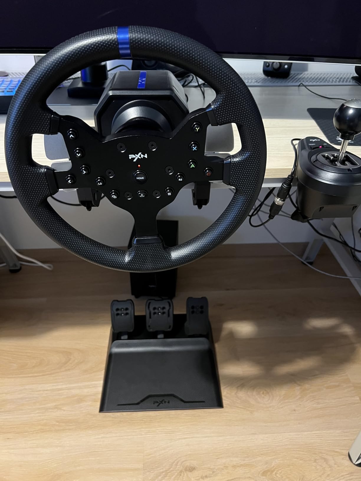 PXN V99 Volant PC Xbox PS4 300mm + 3 pédales + levier H