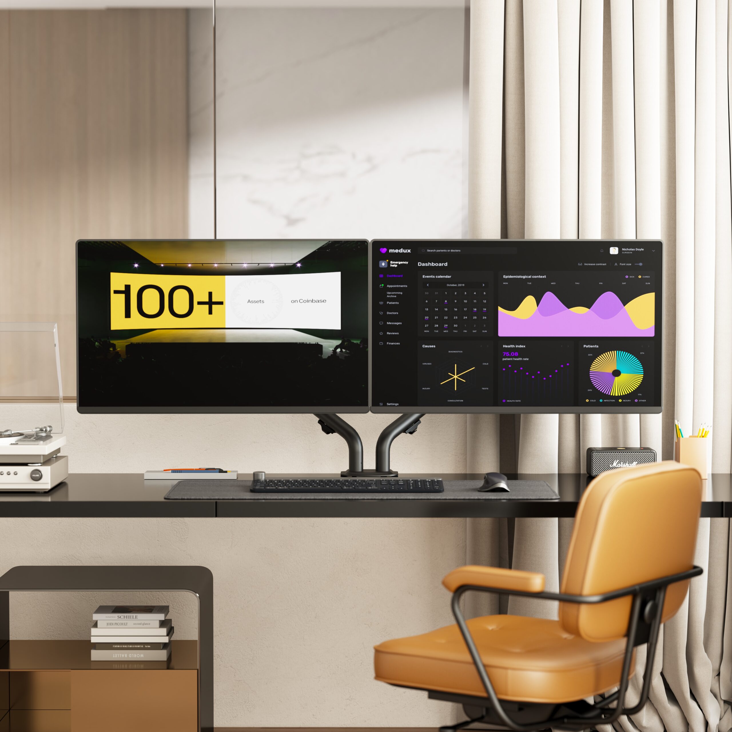 OPLITE MT10 Bras Double Écran 32 Pouces VESA Ressort