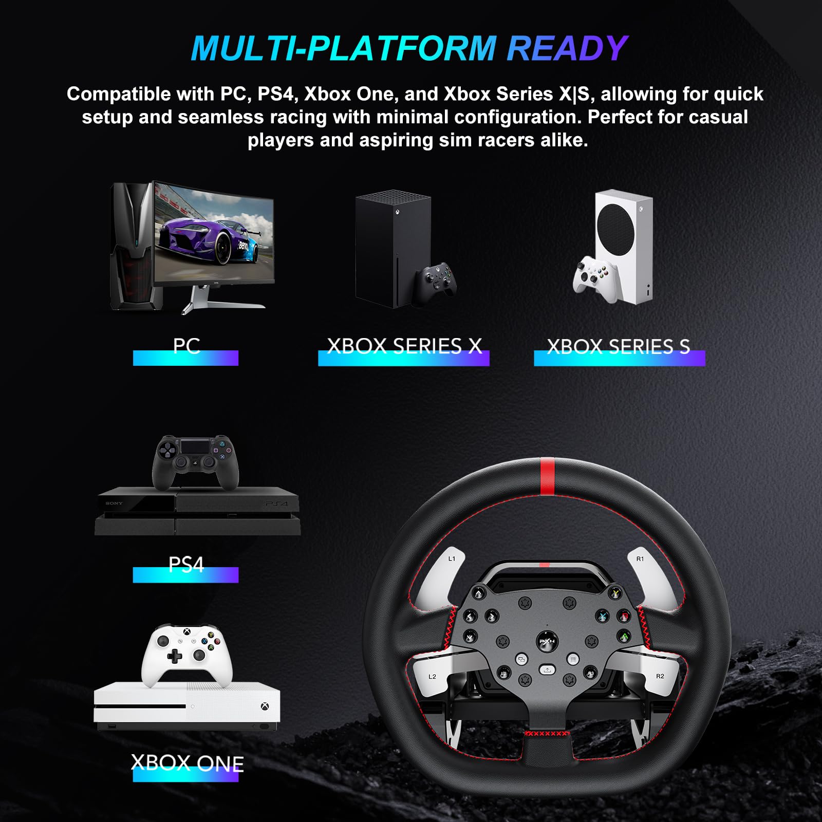 PXN V10 Ultra volant direct drive 3,2 Nm PC PS4 Xbox