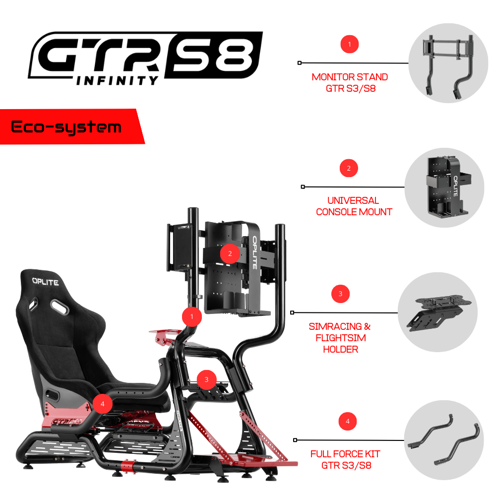 OPLITE Cockpit GTR S8 Elite Red Siège Baquet Simracing