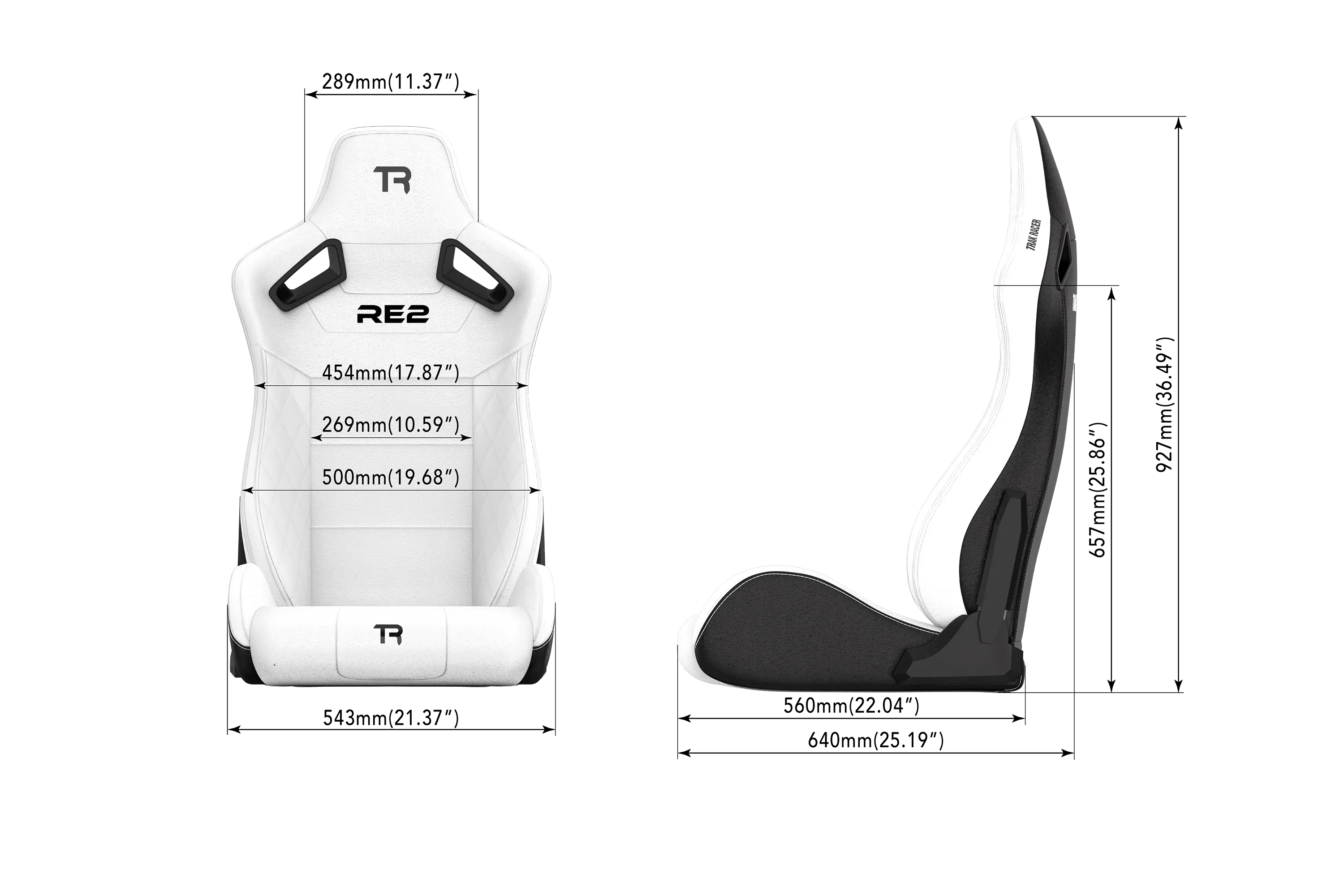 Trak Racer RE2 siège inclinable blanc cuir diamant double lock