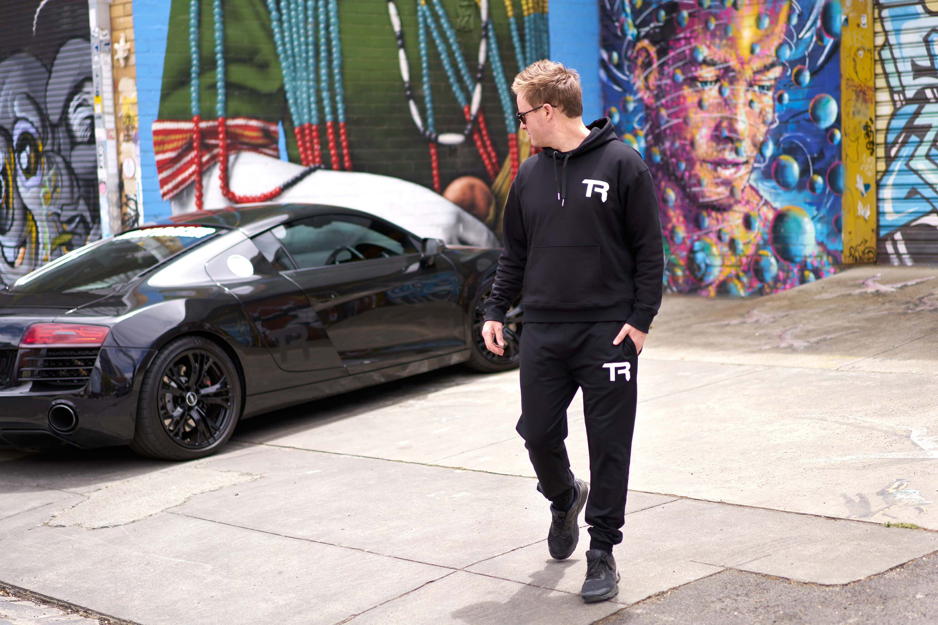 Trak Racer TR Sweat à Capuche Coton Noir Taille M