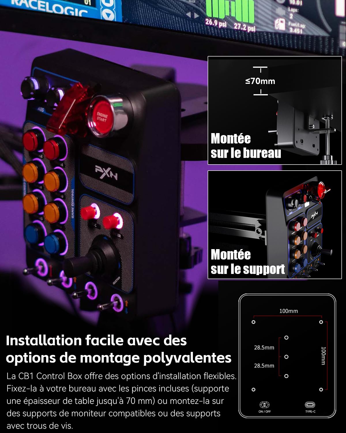 PXN CB1 Button Box PC 19 Boutons RGB USB Camion Course