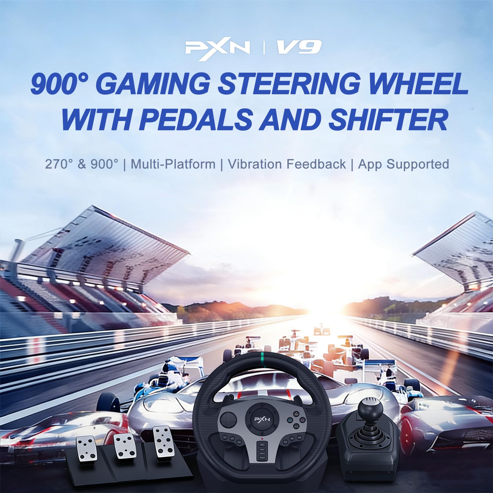 PXN V9 volant course PC PS4 Xbox avec pédales et levier