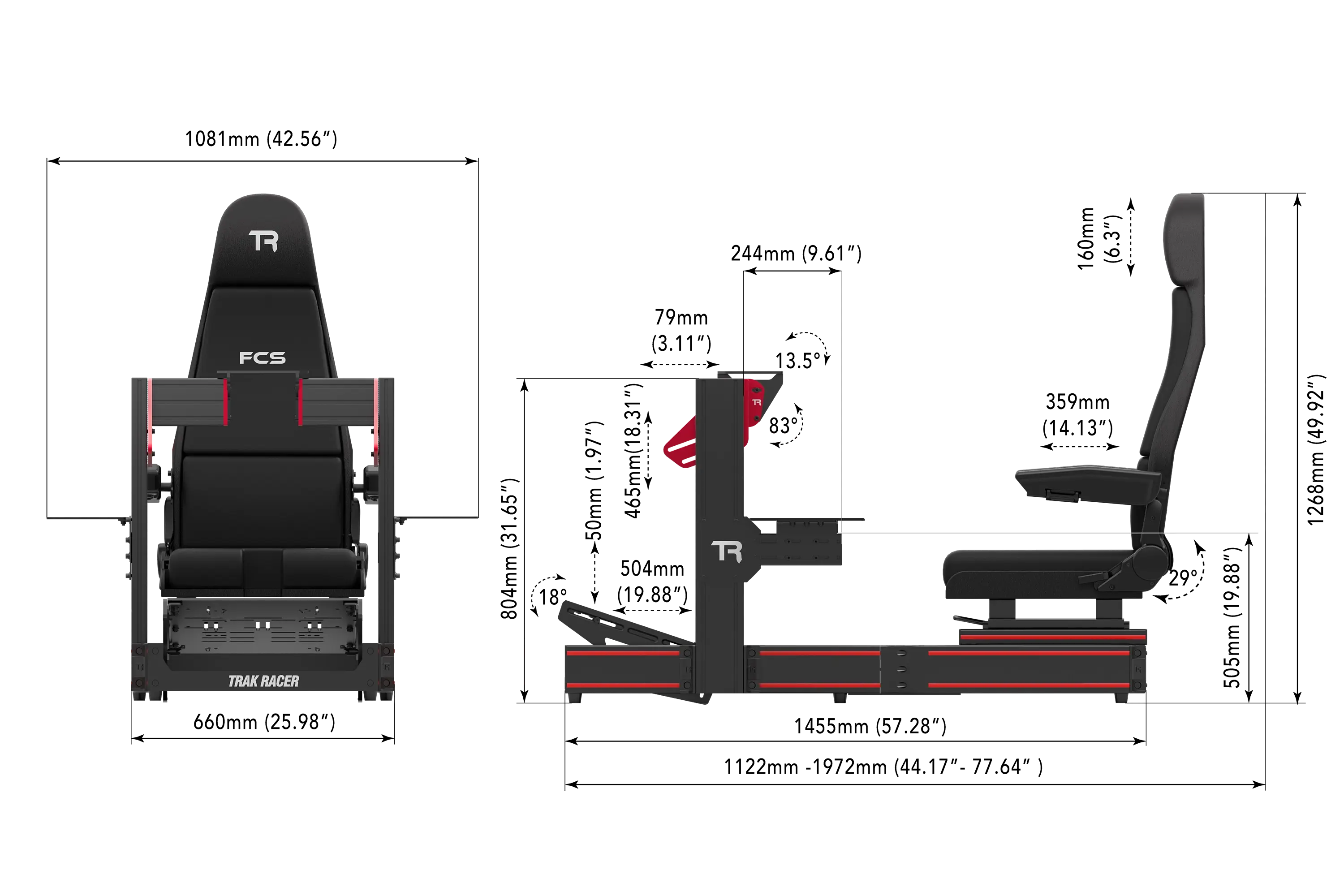 Trak Racer TR120S cockpit flight + siège vol alu