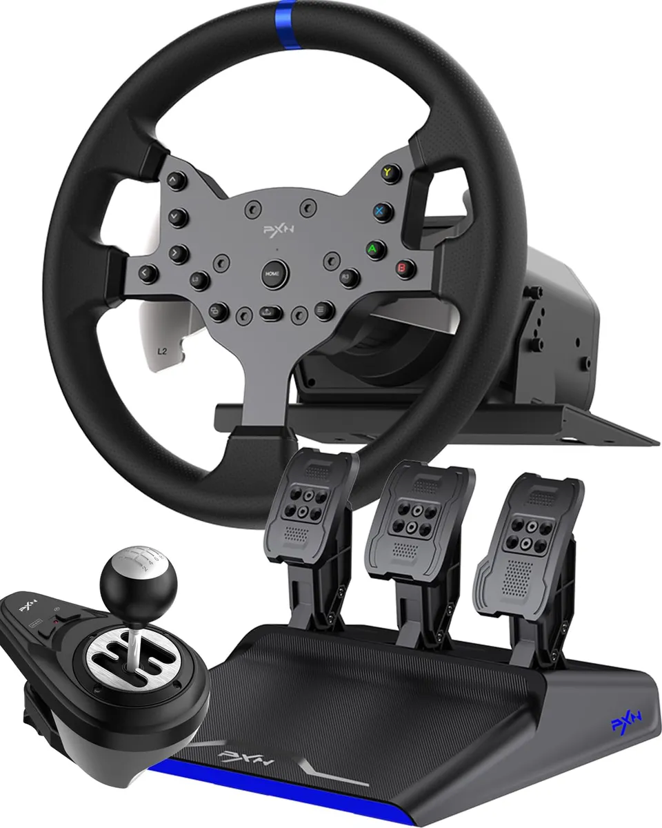 PXN V99 Volant PC Xbox PS4 300mm + 3 pédales + levier H
