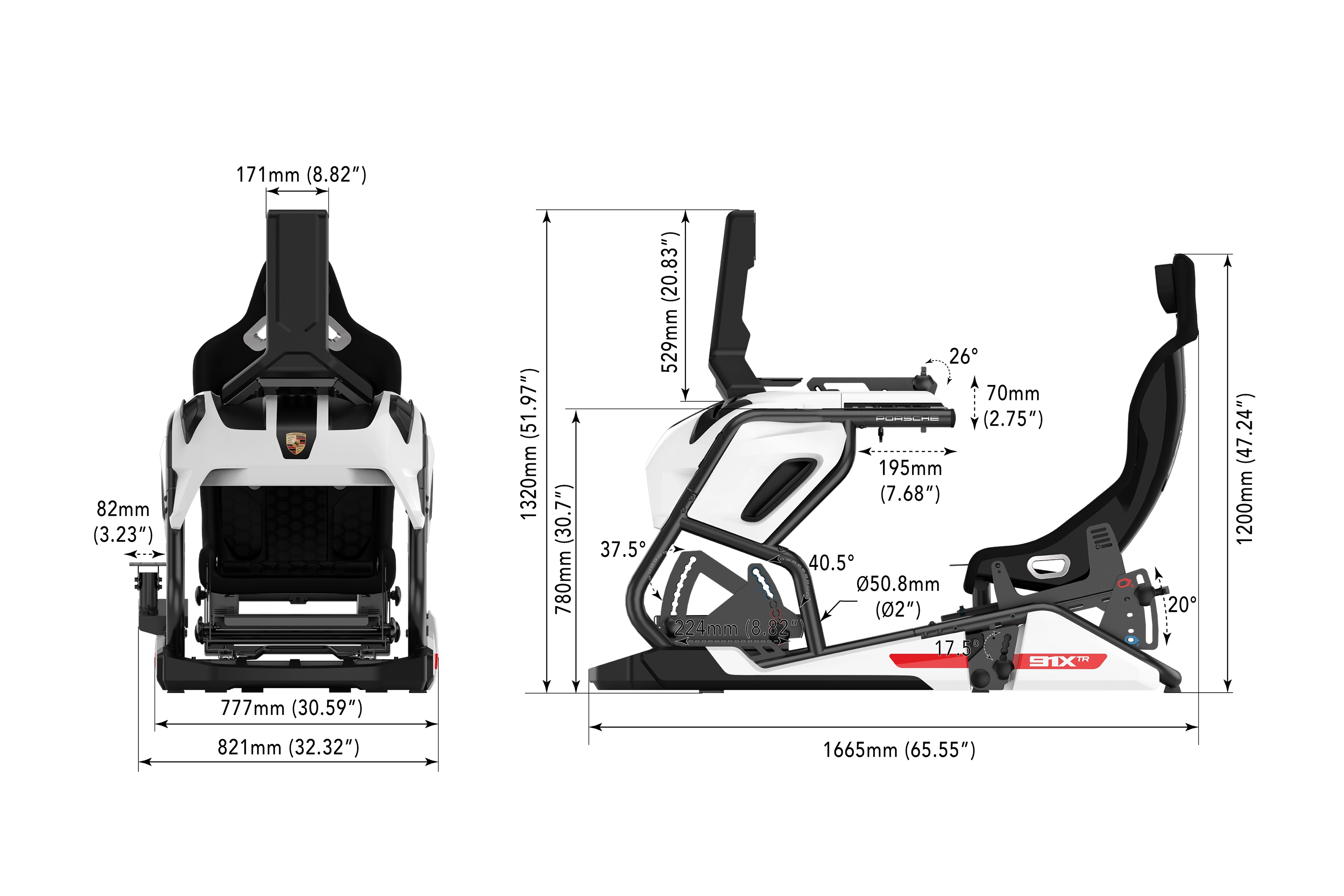 Trak Racer 91XTR Porsche Cockpit Simulateur Course Noir Rigide
