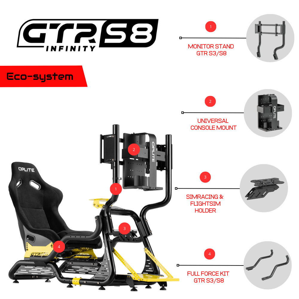 OPLITE GTR S8 Elite cockpit simracing jaune Yellow