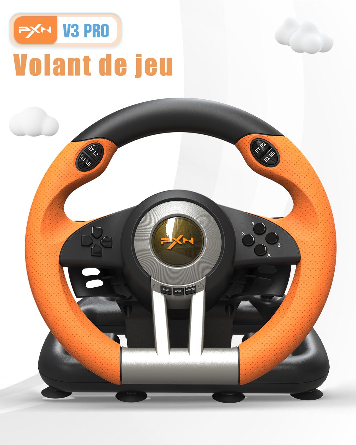 PXN V3 Pro volant gaming 180° avec pédales vibration