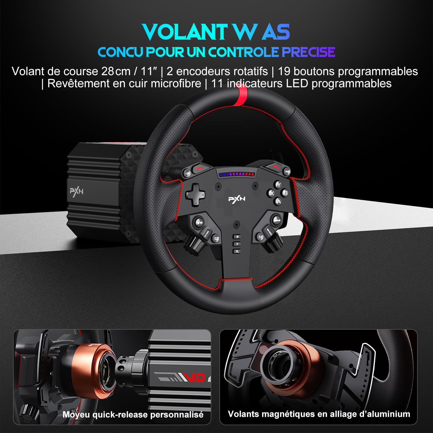 PXN VD6 volant direct drive 6 Nm PC ensemble complet