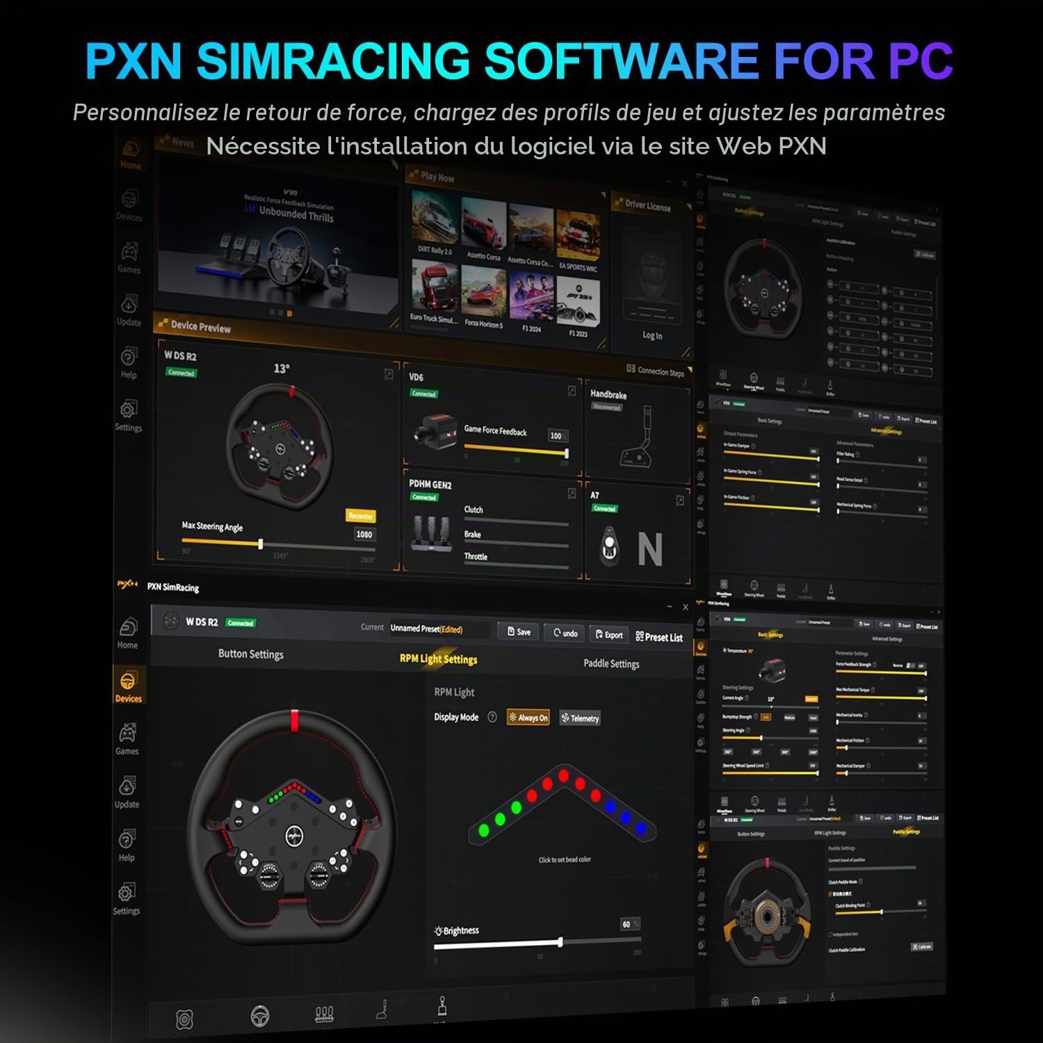 PXN Racing Wheel W DS R2 Volant PC 30 cm Cuir